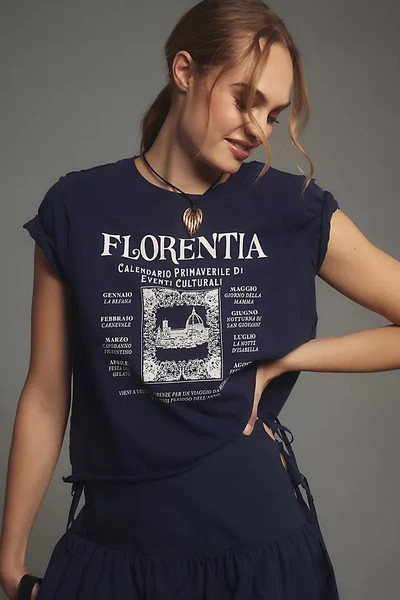 Maeve Florentia Short-sleeve Graphic T-shirt In Blue