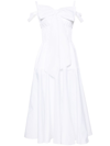 PATOU WHITE BOW-DETAIL MIDI DRESS