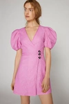 SISTER JANE MAUDE PUFF SLEEVE MINI DRESS IN PINK, WOMEN'S AT URBAN OUTFITTERS
