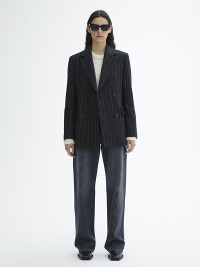 House Of Dagmar Pinstripe Blazer In Black White