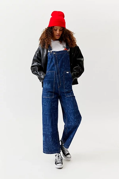 Lee X Jean-michel Basquiat Denim Overall In Rinsed Denim, Women's At Urban Outfitters