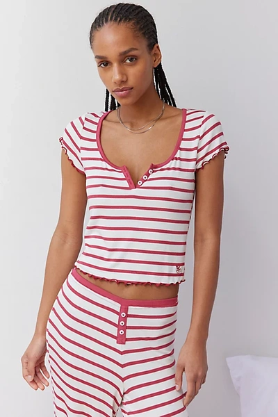 Out From Under Sweet Dreams Ahoy Stripe Baby Tee In Red, Women's At Urban Outfitters