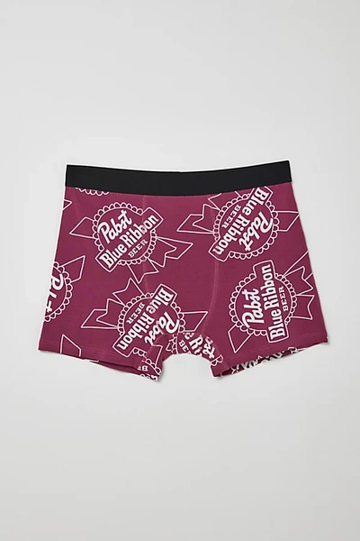 Urban Outfitters Pabst Blue Ribbon Logo Pattern Boxer Brief In Maroon, Men's At