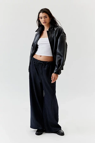 Urban Renewal Remnants Pinstripe Pull-on Pant In Navy At Urban Outfitters