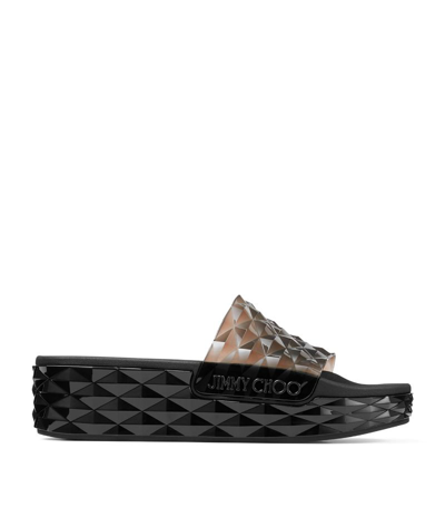 Jimmy Choo Diamond Platform Slides In Black