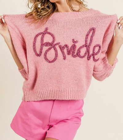 Bibi Metallic Bride Sweater Top In Pink