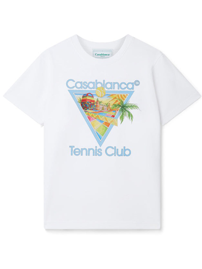 Casablanca Afro Cubism Tennis Club T-shirt In Whte Afro Cubism Tennis Club