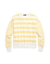 Polo Ralph Lauren Striped Organic Cotton Terry Sweatshirt Woman Sweatshirt Yellow Size L Cotton