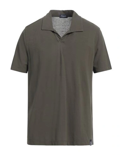 Drumohr Man Polo Shirt Military Green Size 3xl Cotton