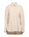 Caliban Woman Shirt Beige Size 6 Polyester, Wool, Elastane