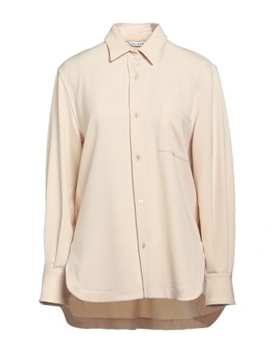 Caliban Woman Shirt Beige Size 6 Polyester, Wool, Elastane