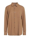 Caliban Woman Shirt Camel Size 12 Polyester, Wool, Elastane In Beige