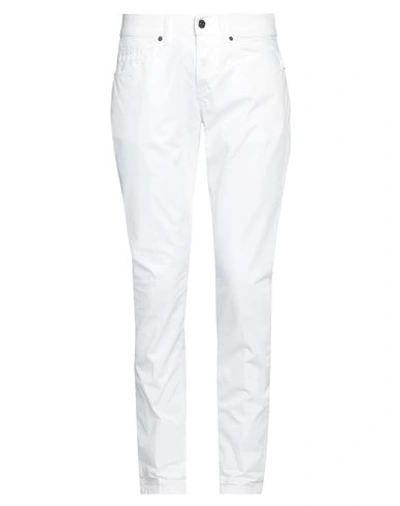 Dondup Man Pants White Size 31 Cotton, Elastane