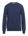 Kangra Cashmere Kangra Man Sweater Azure Size 48 Cotton In Navy Blue
