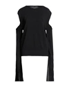 Rick Owens Long Sleeve Wool Knit Top W/cutouts In Black