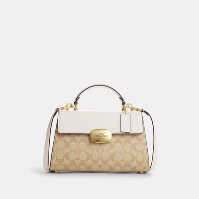 Coach Outlet Eliza Top Handle In Signature Canvas In Beige