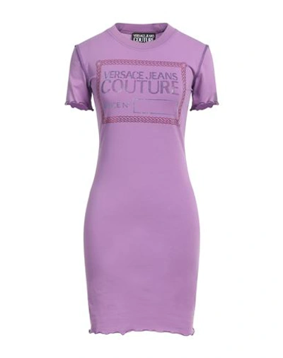 Versace Jeans Couture Woman Mini Dress Light Purple Size S Cotton, Elastane