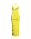 Simona Corsellini Woman Midi Dress Acid Green Size 4 Viscose, Elastane, Polyamide In Green