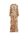LAUREN RALPH LAUREN LAUREN RALPH LAUREN FLORAL CRINKLE GEORGETTE TIERED DRESS WOMAN MAXI DRESS BEIGE SIZE 6 RECYCLED POL