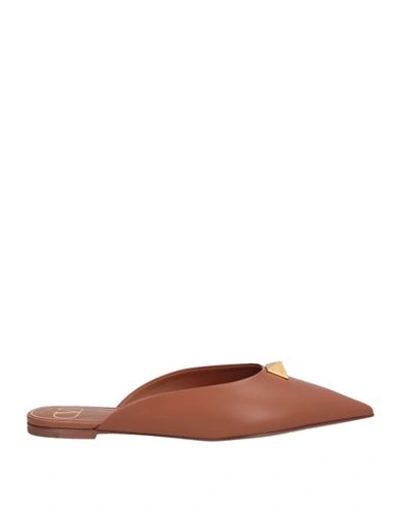 Valentino Garavani Woman Mules & Clogs Brown Size 8 Leather In Brown