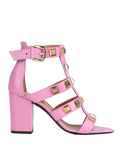 Via Roma 15 Woman Sandals Pink Size 8 Soft Leather In Pink