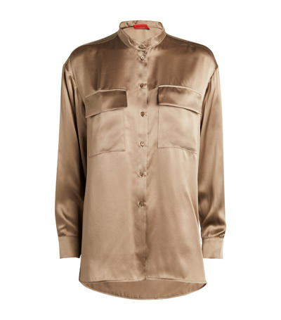 Max & Co Silk Shirt In Brown