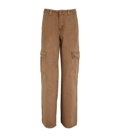 Max & Co Cotton Cargo Trousers In Brown