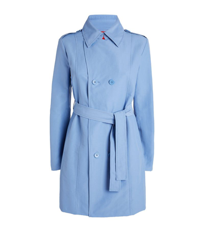 Max & Co Short Belted Trench Coat In Blue