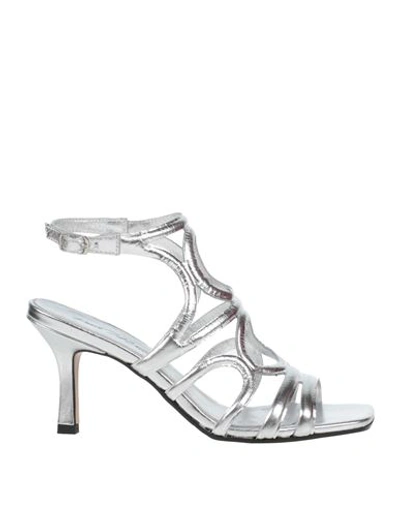 Paolo Mattei Woman Sandals Silver Size 8 Soft Leather