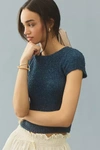 Pilcro Stitched Ribbed Baby Sweater Tee In Blue