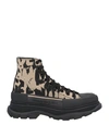Alexander Mcqueen Men's Tread Slick Graffiti High-top Sneakers In Beige