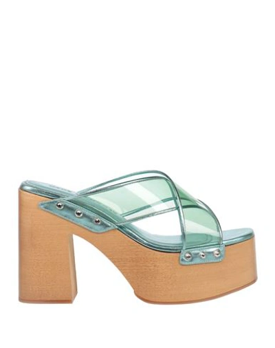 Haus Of Honey Woman Mules & Clogs Turquoise Size 8 Pvc - Polyvinyl Chloride, Soft Leather In Blue