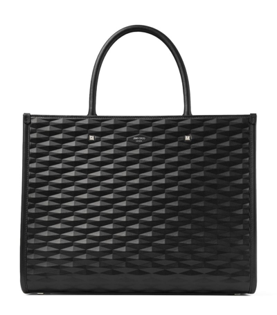 Jimmy Choo Medium Embossed Diamond Avenue Tote Bag In Black