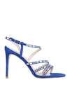 Gianmarco F. Woman Sandals Blue Size 10 Leather