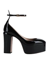 Valentino Patent Leather Ankle-strap Platform Pumps In Black