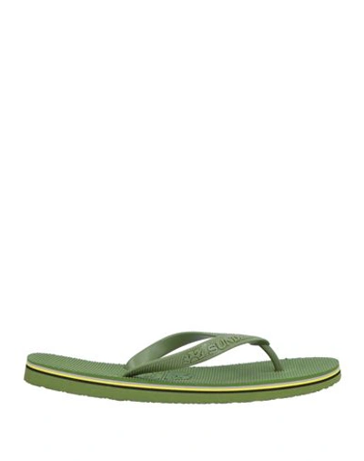 Sundek Woman Thong Sandal Military Green Size 11 Rubber In Green