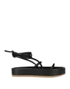 Ilio Smeraldo Woman Sandals Black Size 7 Leather In Black