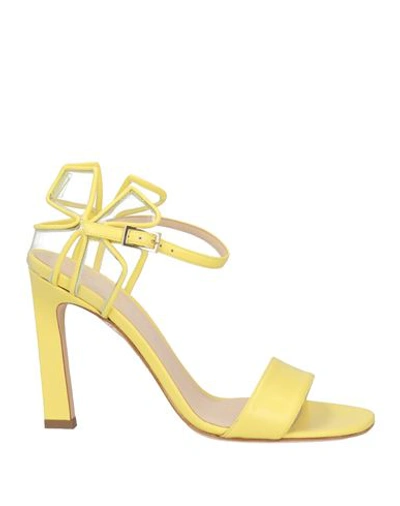 Lella Baldi Woman Sandals Lime Green Size 6 Leather, Plastic