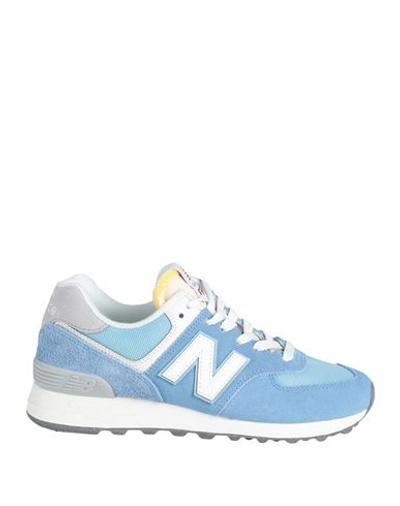 New Balance 574 Woman Sneakers Light Blue Size 7.5 Leather, Textile Fibers