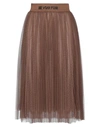 Elisabetta Franchi Woman Midi Skirt Brown Size 4 Polyester, Glass