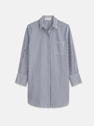 Alex Mill Belle Shirt Dress In Striped Portuguese Poplin In Navy/white