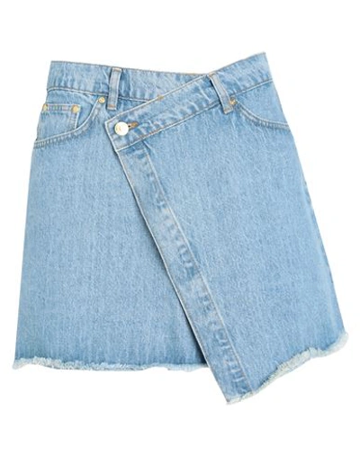 Somethingnew0803 Woman Denim Skirt Blue Size S Cotton, Recycled Cotton