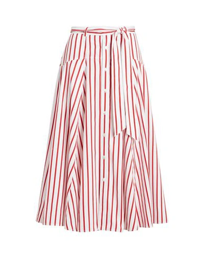 Polo Ralph Lauren Midi Striped Flare Skirt In Red White