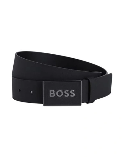 Hugo Boss Boss Man Belt Black Size 39.5 Cow Leather