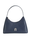 Furla Diamante S Shoulder Bag Woman Handbag Navy Blue Size - Leather In Navy Blue