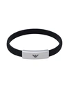 Emporio Armani Bracciale Man Bracelet Black Size - Stainless Steel, Silicone In Black