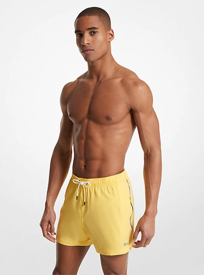 Michael Kors Striped Woven Swim Trunks In Yellow