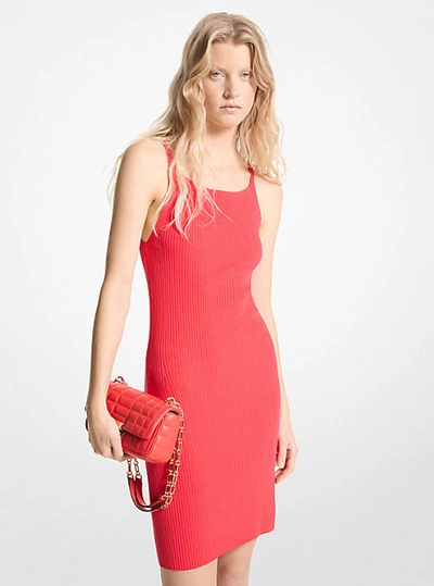 Michael Kors Ribbed Stretch Knit Tank Dress In Pink