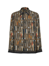 Fendi Ff And Tools Print Silk Shirt In Brown