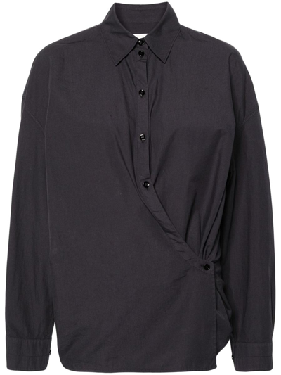 Lemaire Twist-detail Cotton Shirt In Blue